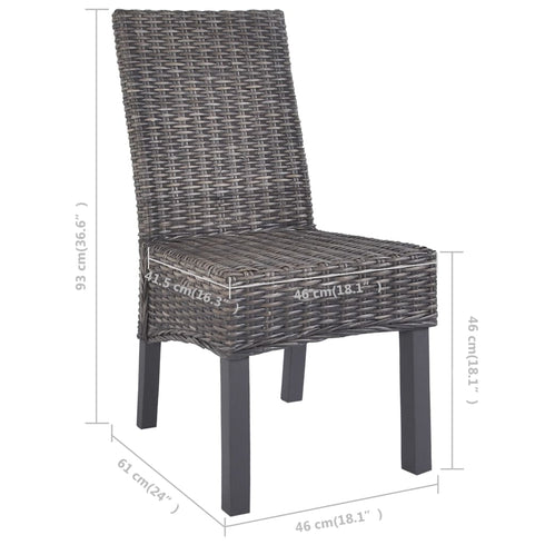 Swen Studio -  Dining Chairs 6 pcs Brown Kubu Rattan and Mango Wood (3x246655)